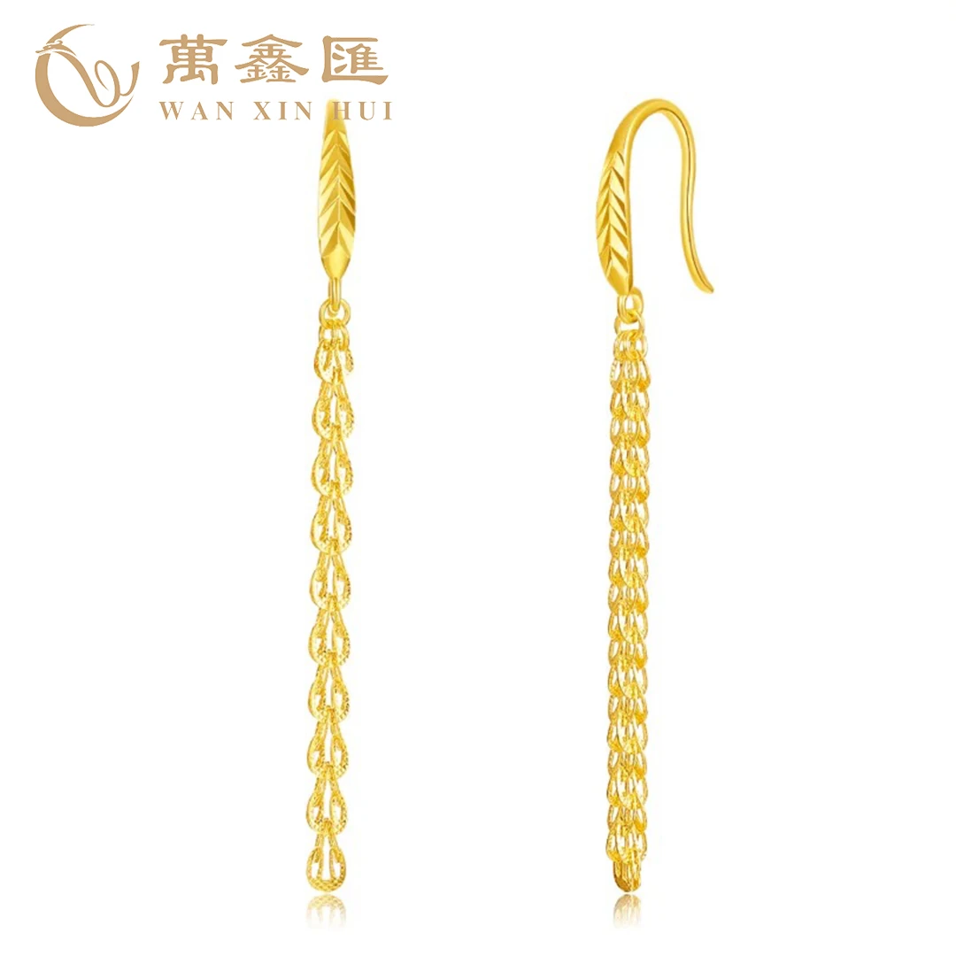 925银耳饰 银镀金凤尾耳线#3022 简约大方气质送礼情人节