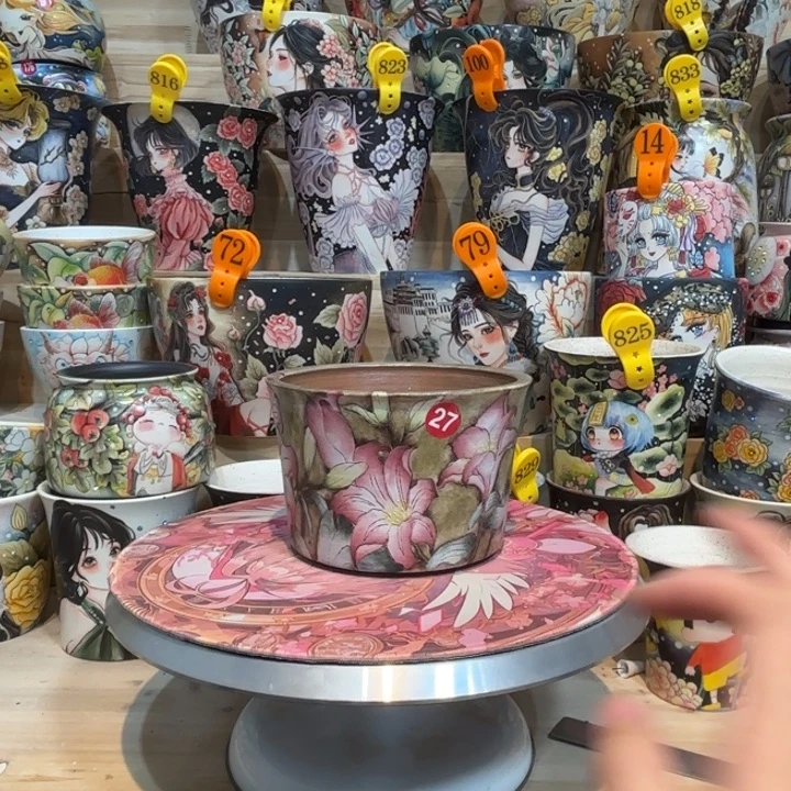 景德镇手绘花盆陶瓷13.5/10