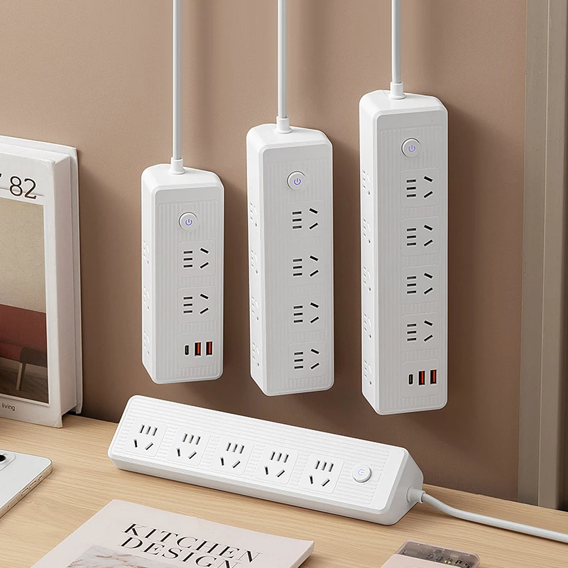 公正午多功能插座转换器扩展面板家用带快充usb插排铜芯带线分控