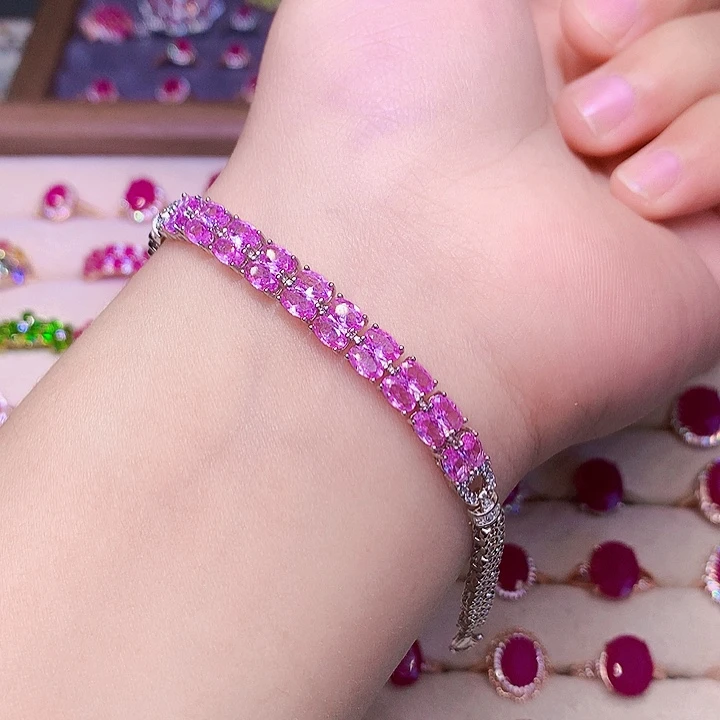 蓝宝石手链银S925镶嵌