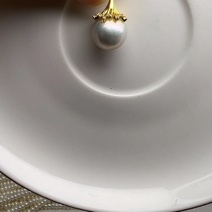 吊坠(不含链)银S925镶嵌淡水珍珠12.5mm