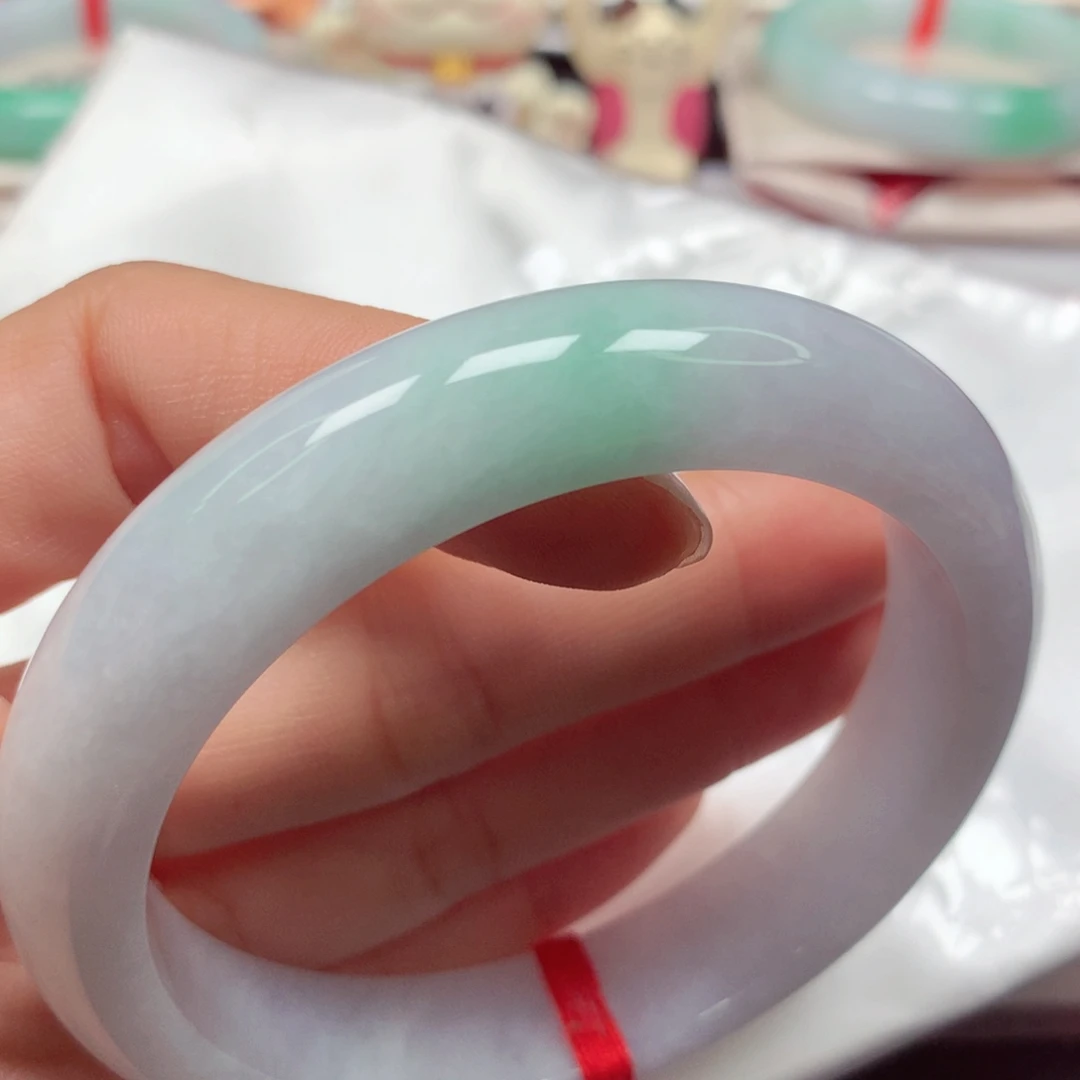 翡翠未镶嵌手镯宽版细腻飘色5960