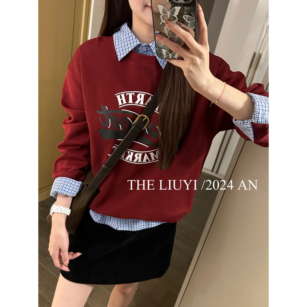 【LIUYI】秋季圆领套头卫衣上衣48083