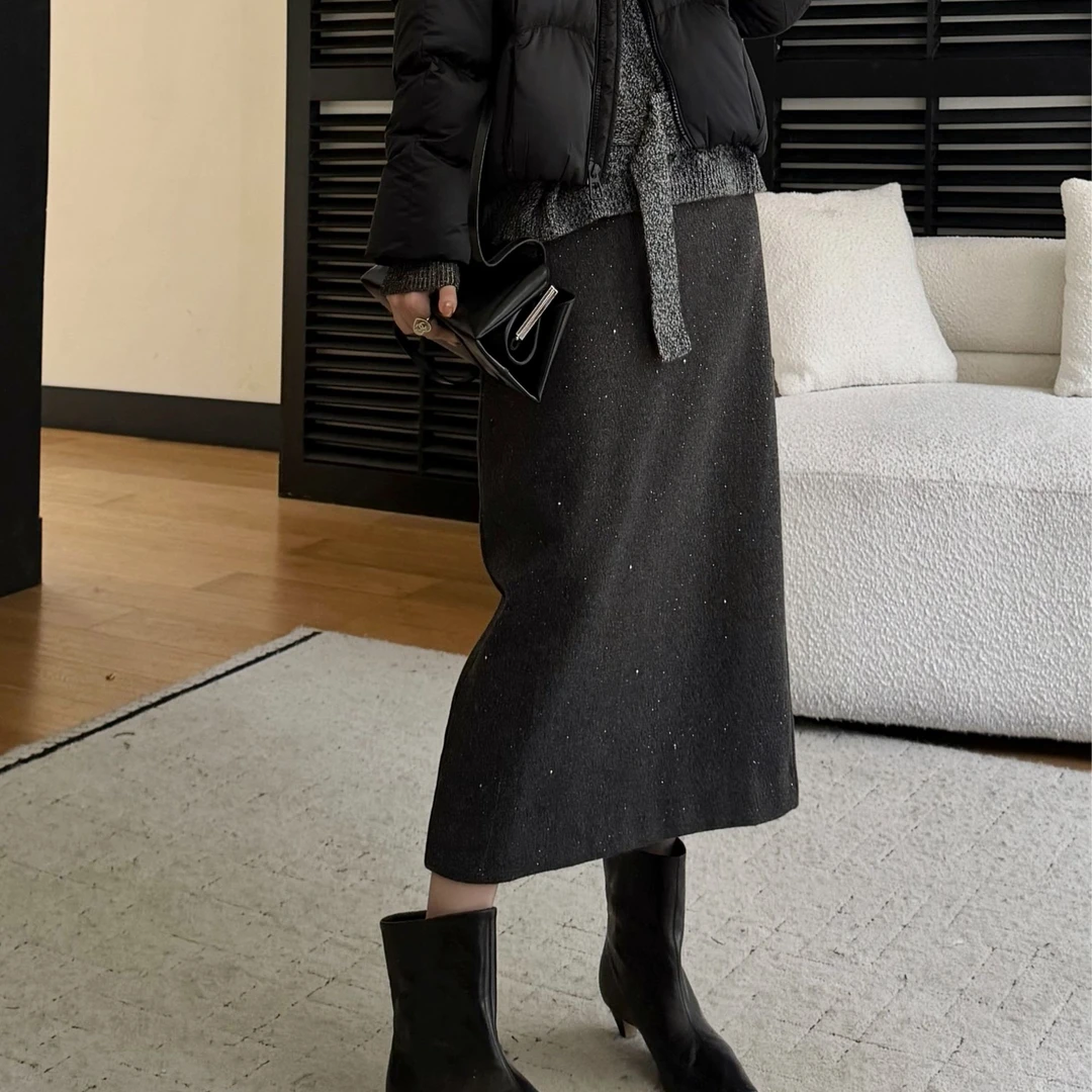 HELA AOMI “星空一步裙”直筒无束缚感亮片半身裙CY5CC71450