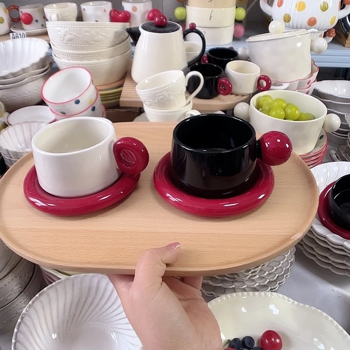 瓷片瑕疵特价陶瓷咖啡杯碟