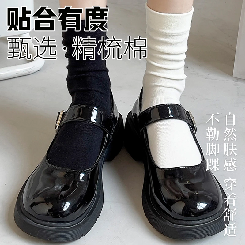 薄款单鞋圆头皮带装饰纯色胶粘PU日系春夏防滑夏季