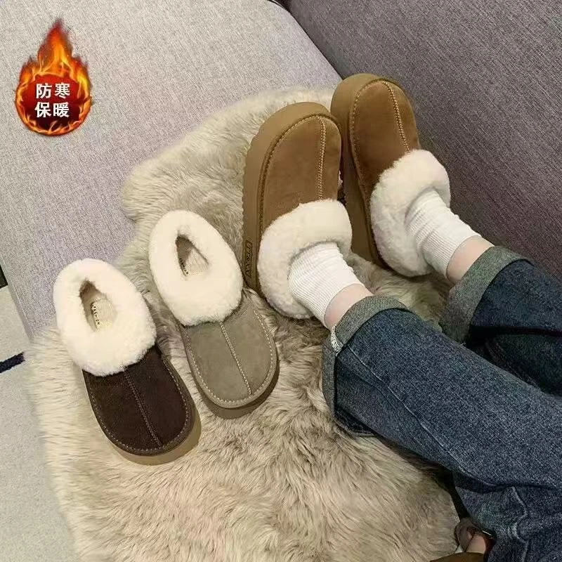 时尚百搭冬季新款一脚蹬厚底加绒懒人勃肯豆豆鞋1922-1
