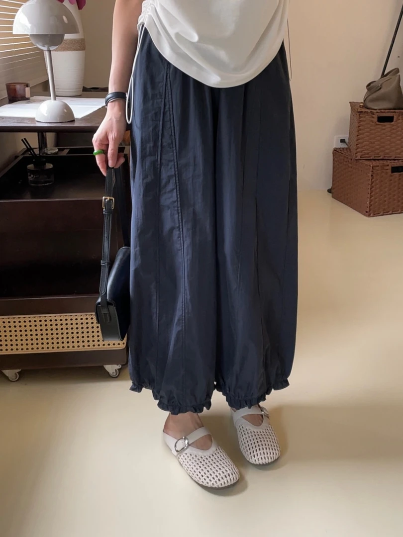 【花瓣裤】大大方方减龄夏季时尚百搭薄款宽松纯色高腰小灯笼裤
