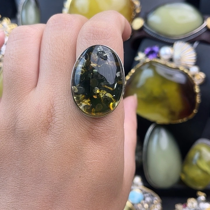 琥珀银S925镶嵌裸石