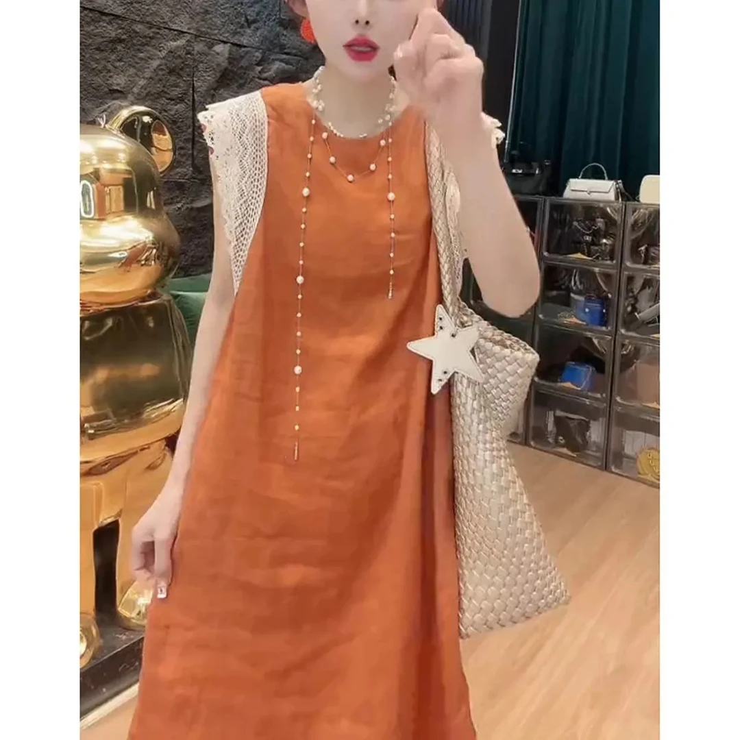 2025夏季新款多巴胺减龄显瘦休闲可爱韩系法式拼接蕾丝短袖连衣裙