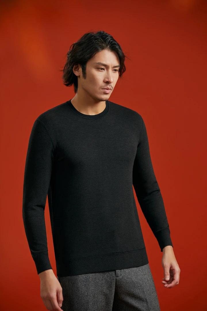 66081 男士蚕丝山羊绒园领单衣