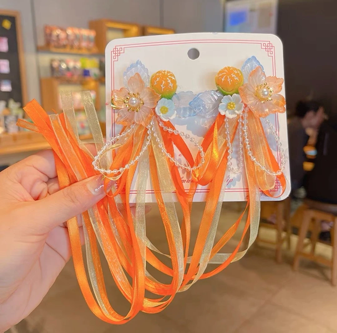 GF439 儿童新年发夹女童古风汉服头饰女孩国风锦鲤发卡宝宝流苏拜