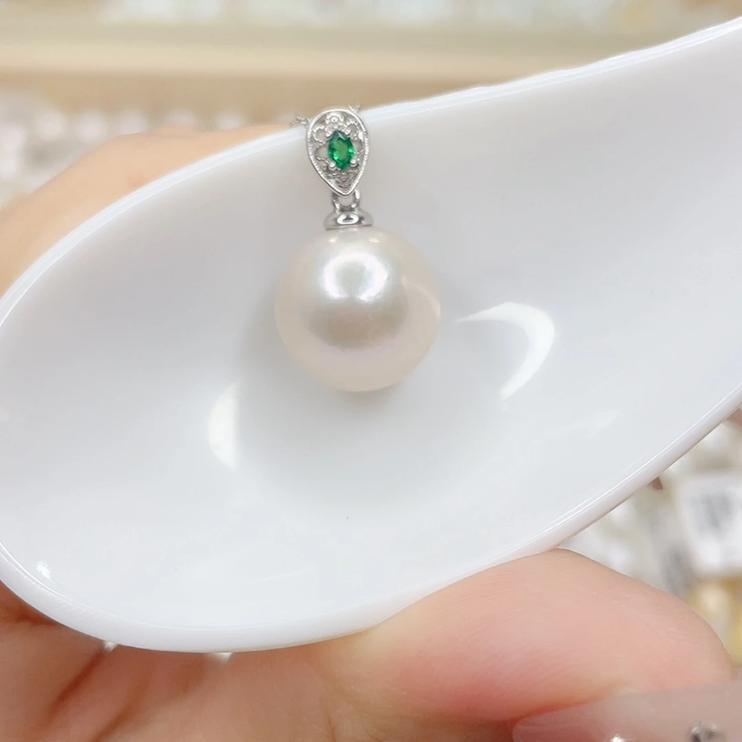 淡水珍珠银S925镶嵌吊坠(不含链)