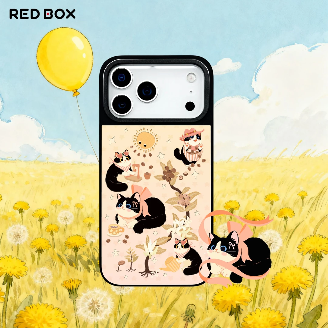 REDBOX“萌萌咖啡店”咖香喵豆系列iPhone17原创磁吸磨砂镭射手机壳