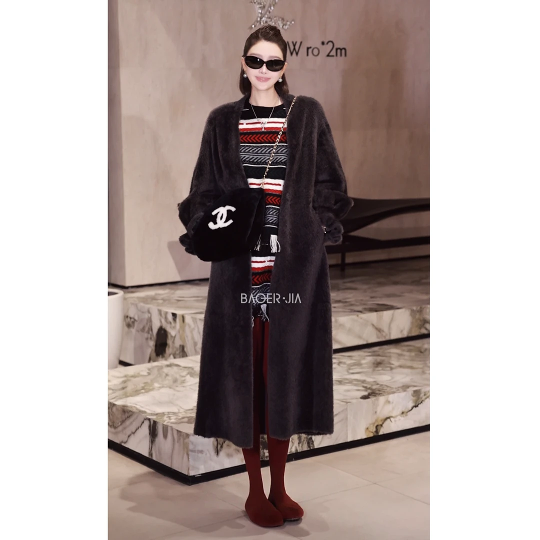 36-【长款拉贡】宝儿家含幂BI13725308西班牙腰带定制V领高级大衣