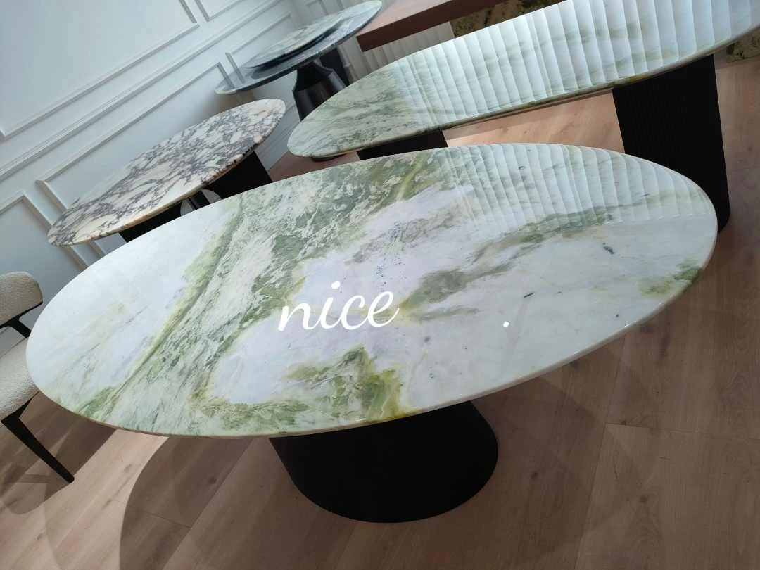 NICE奢石-爱尔兰绿轻奢意式极简风格简约天然奢石餐桌