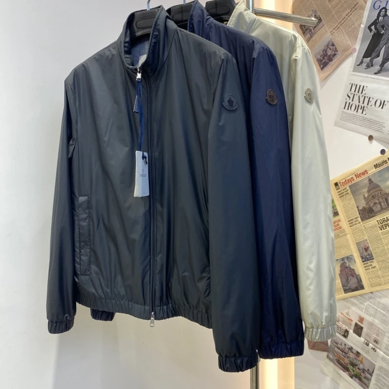 全新未使用Moncler盟可睐 1A00193 男士皮标立领哑光商务夹克外套