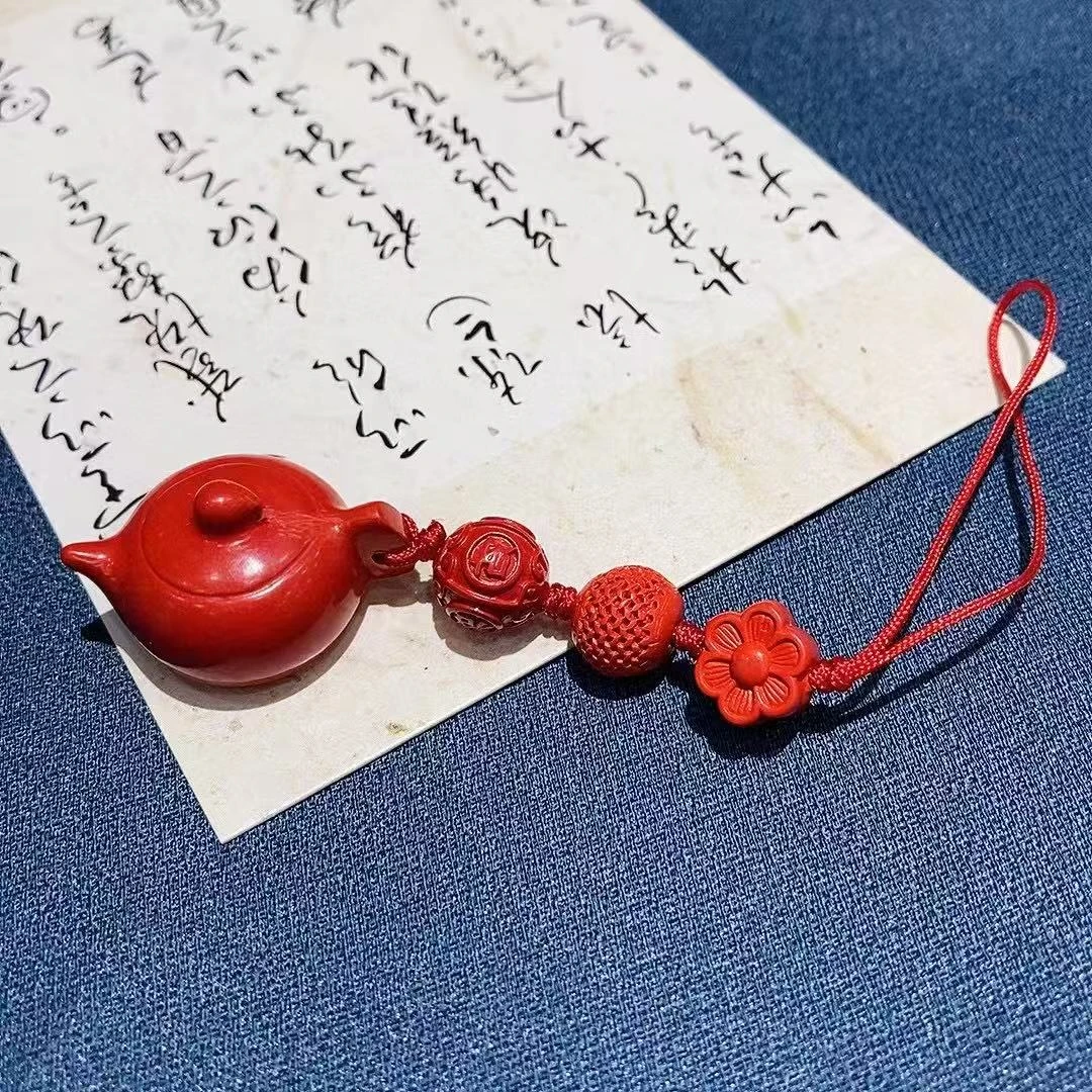 含辰砂工艺品正宗朱砂帝王砂把把壶手机挂件本命年国风精美手串