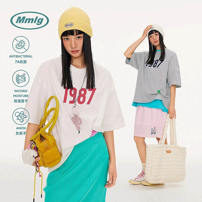 【Mmlg】2025夏季新款7A抗菌吸湿1987棉感针织情侣短袖t恤FQT038