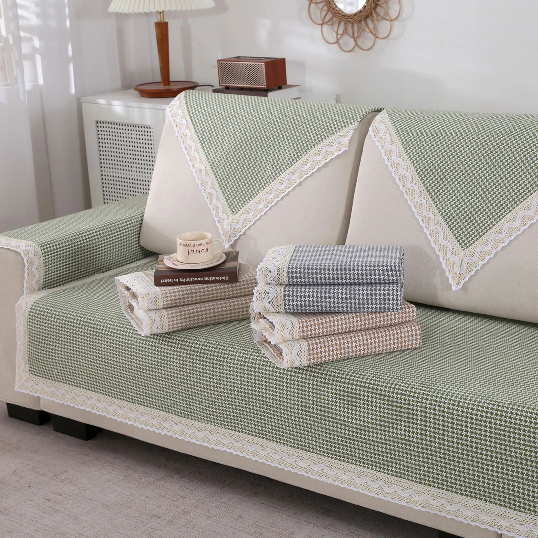 小风车四季厚棉麻沙发垫靠背巾防滑通用粗布沙发盖布巾通用型