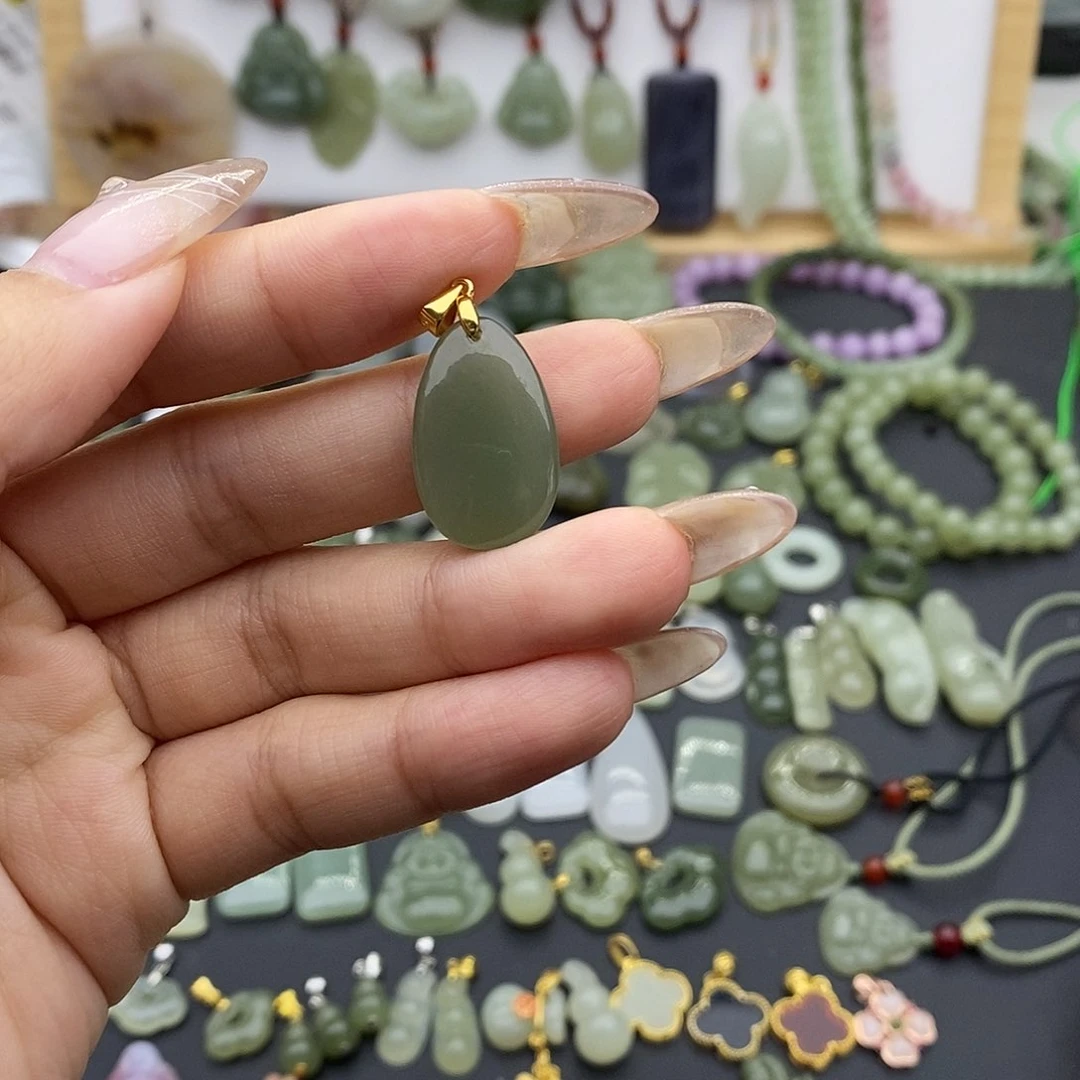 和田玉吊坠(不含链)银S925镶嵌