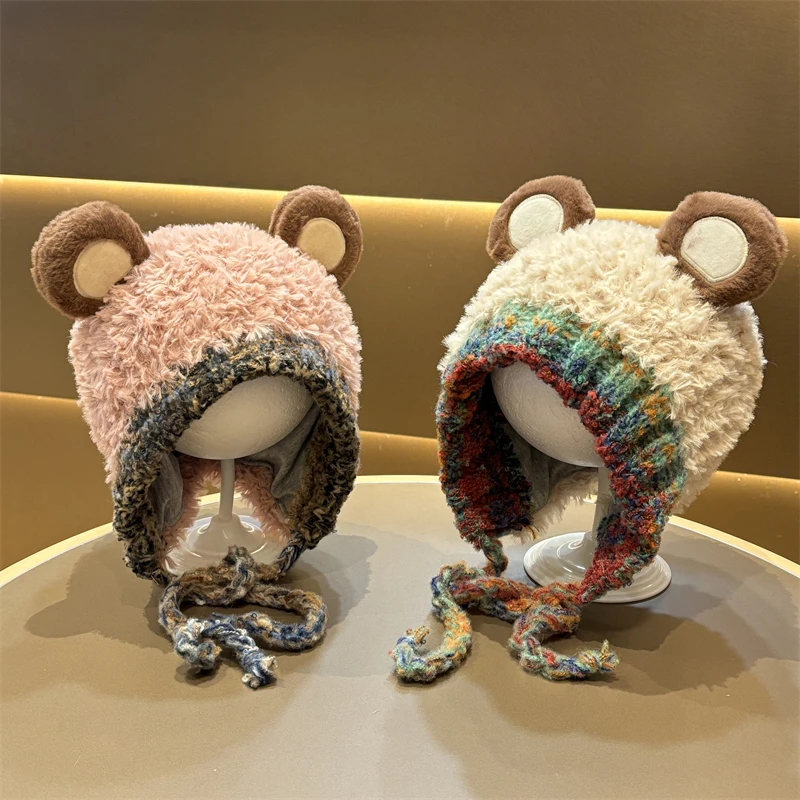 儿童帽子秋冬季宝宝防寒毛线帽护耳冬天加厚男童毛绒帽女童保暖帽