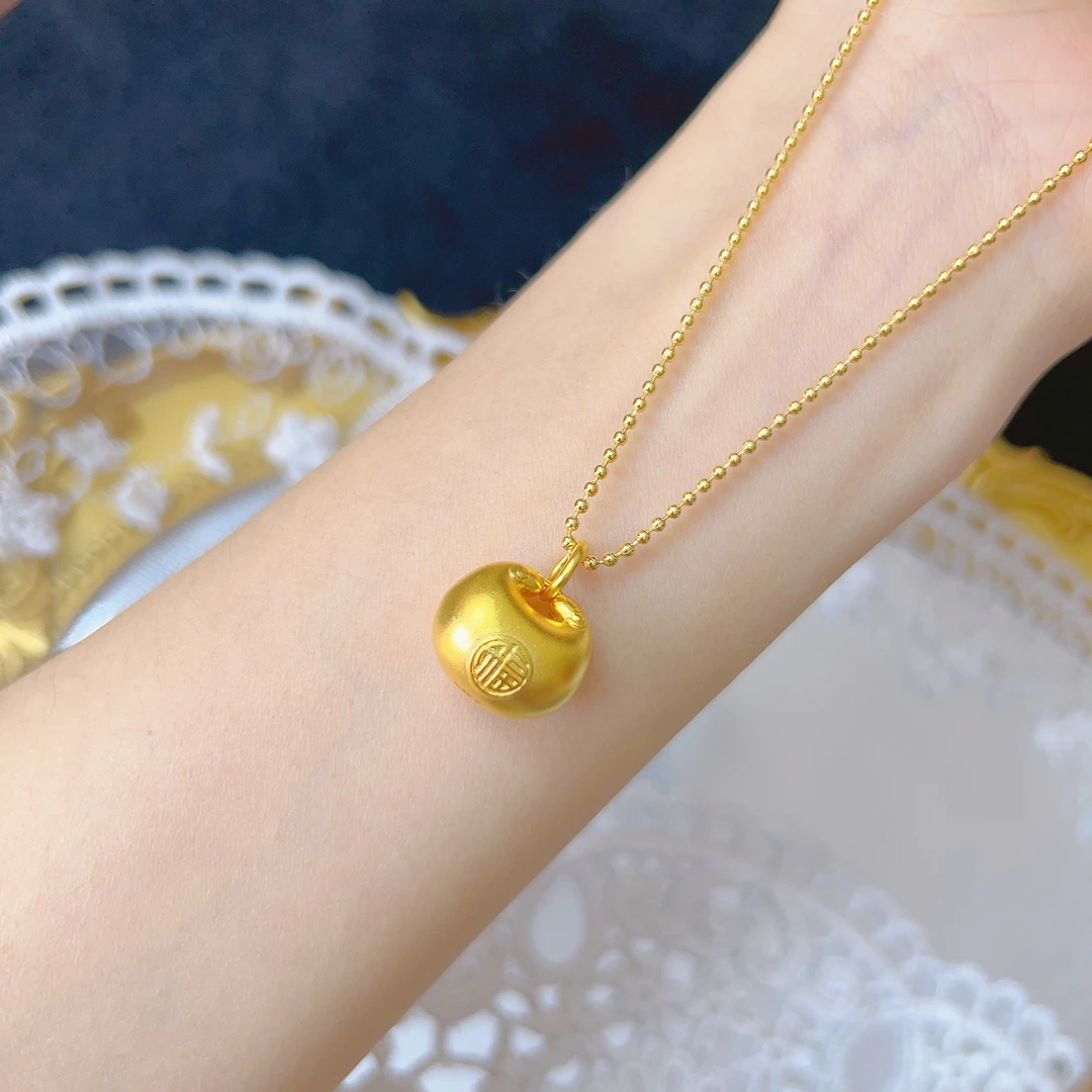 足金999小胖福吊坠古法双面磨砂传承精美经典吉祥福牌不含链