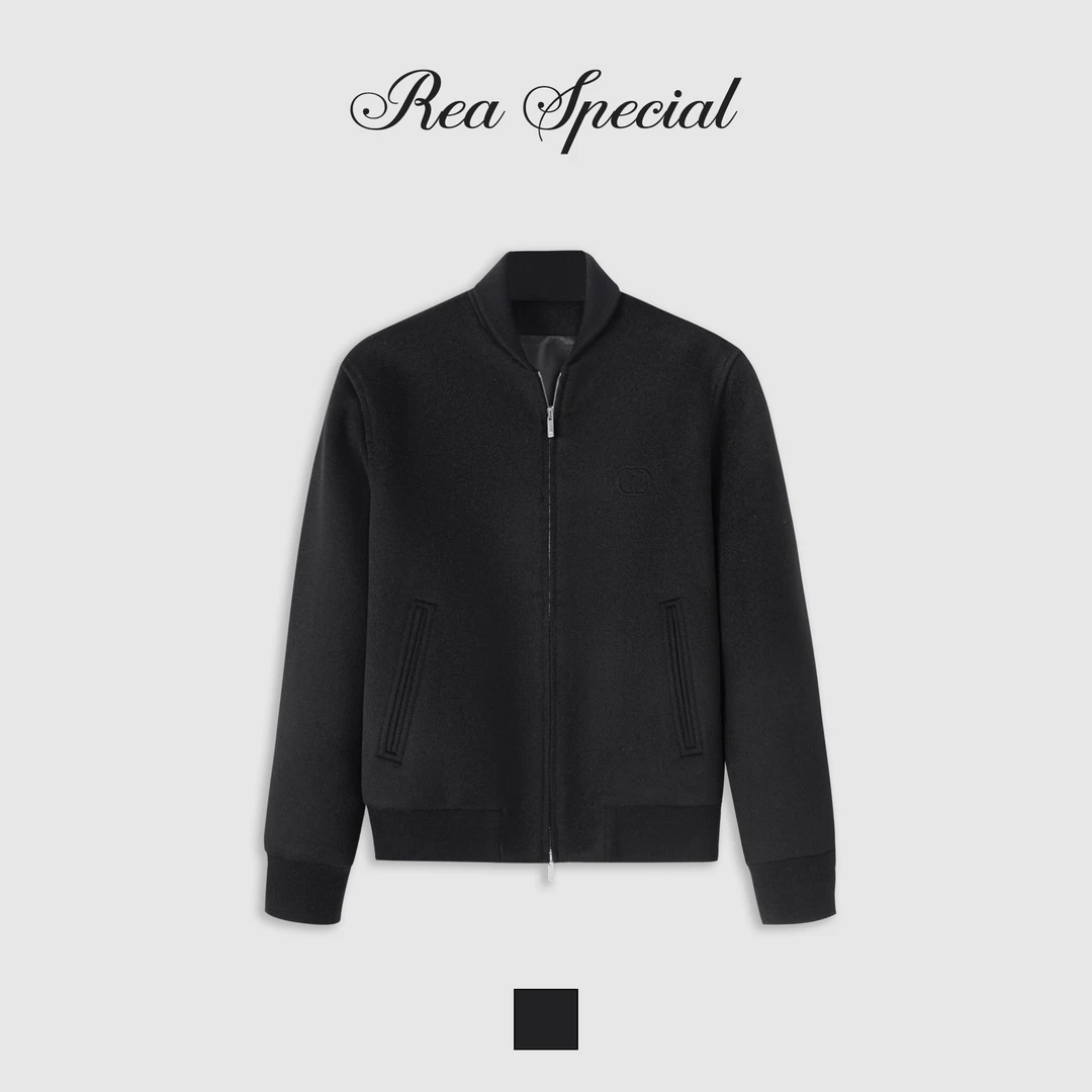 「REA SPECIAL」 老钱风100超细美利奴羊毛简约棒球领双面呢夹克