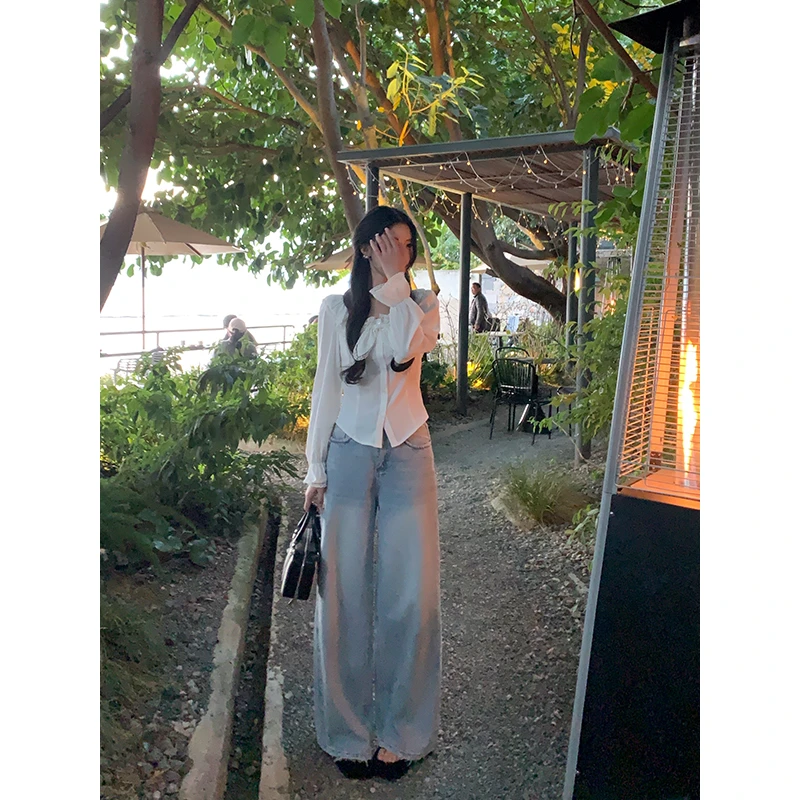 【高街漫步现货】甜辣多多2025年春时尚高腰显瘦气质休闲垂感牛仔裤