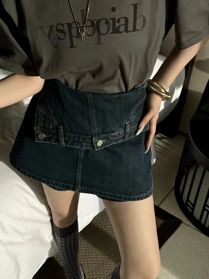 复古高腰半身裙女FX女装新款设计感小众纯欲辣妹包臀短裙