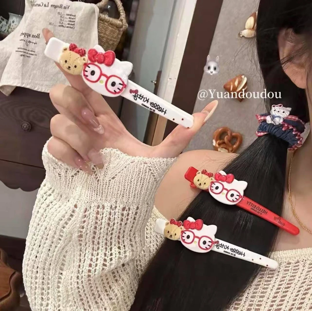 日系可爱kitty发夹大号鸭嘴刘海发夹卡通甜美少女凯蒂发饰收纳