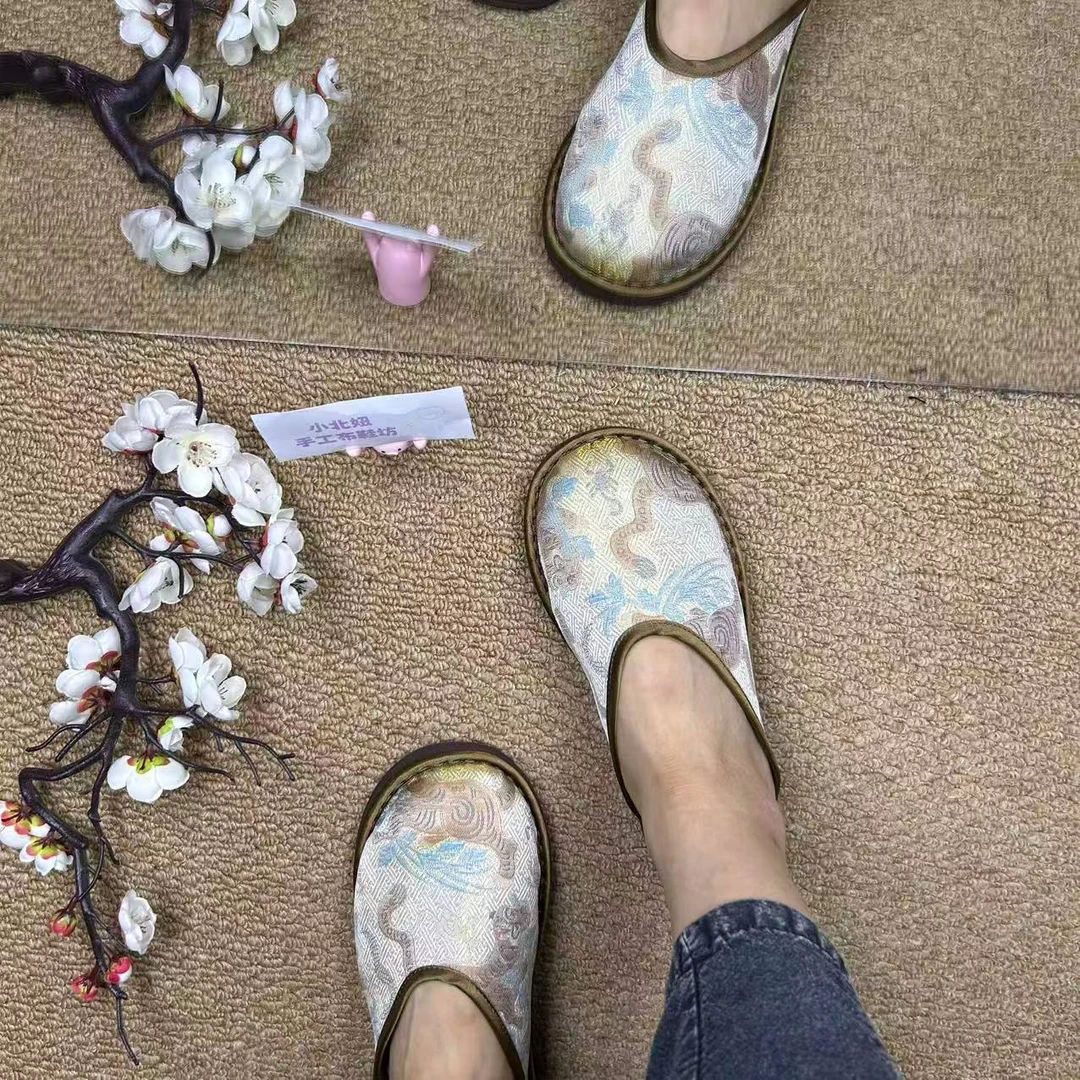 小北妞新款金虎镇五毒透气软底布鞋女单鞋千层底妈妈布拖鞋