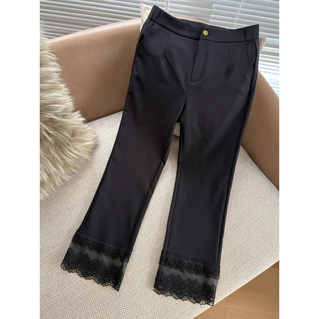 GULINA/娜姐 优雅迷人风定制款蕾丝裤口气质薄款夏季直筒裤 88920