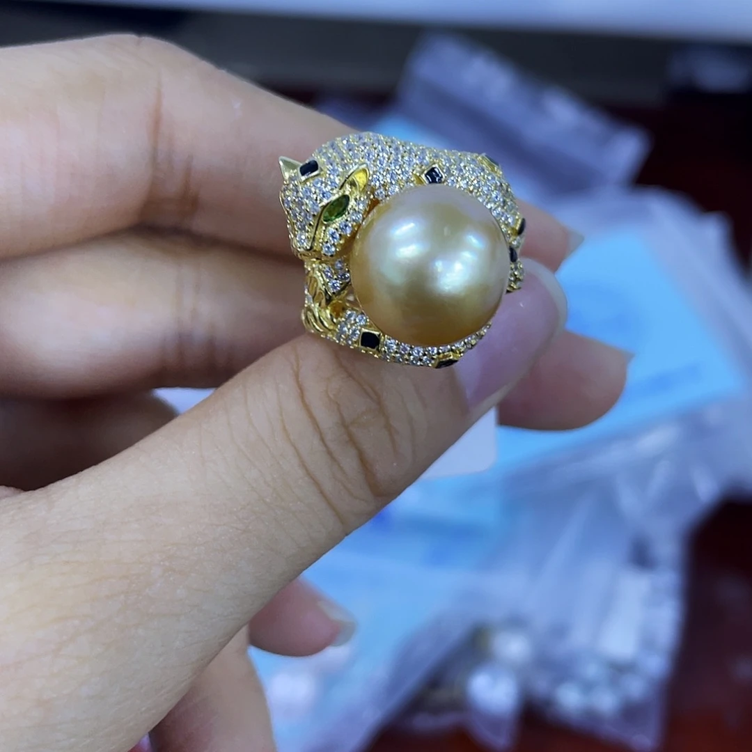 银S925镶嵌戒指海水珍珠
