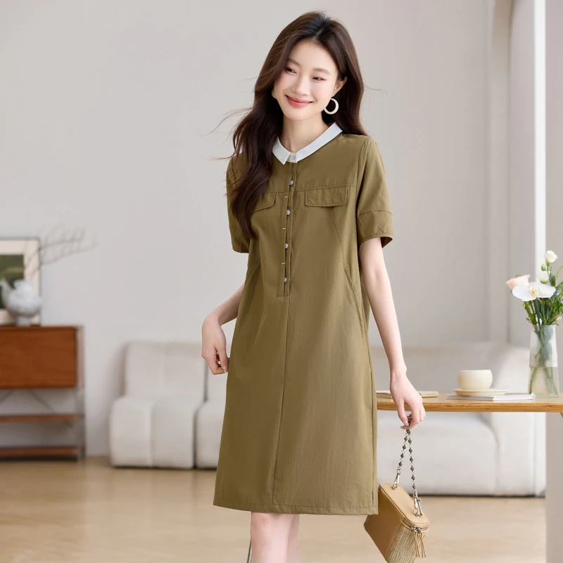 休闲气质妈妈装连衣裙女2025年夏季新款时尚宽松直筒裙子女高级感
