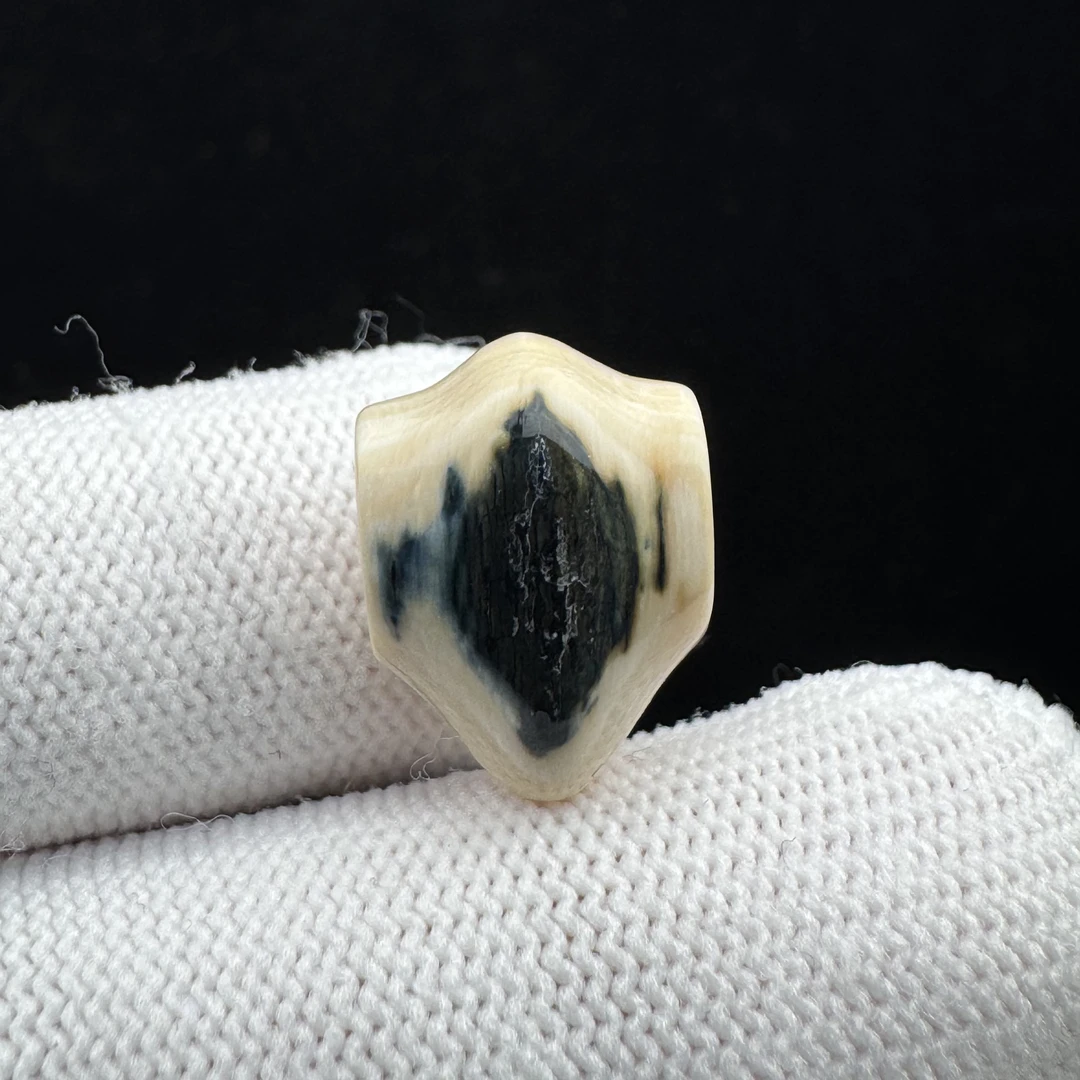 S9714 天然猛犸牙 蓝皮鲨鱼背三通12.3*17mm支持鉴定 假一罚四