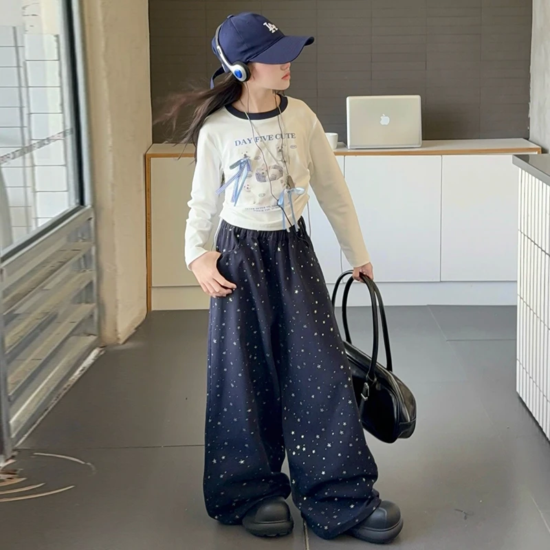 简约潮牌店铺儿童服装2025年新款衣服女童装秋装套装6-12岁高级感