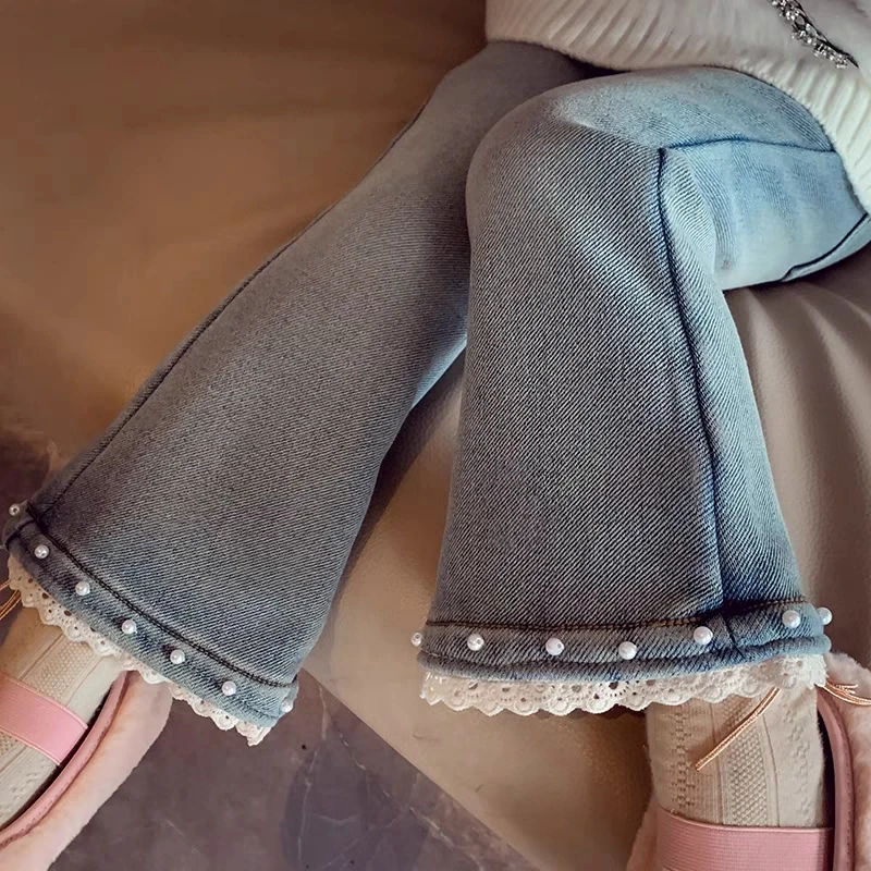 2025春秋女童喇叭裤春装新款洋气儿童弹力高腰牛仔裤时尚宝宝