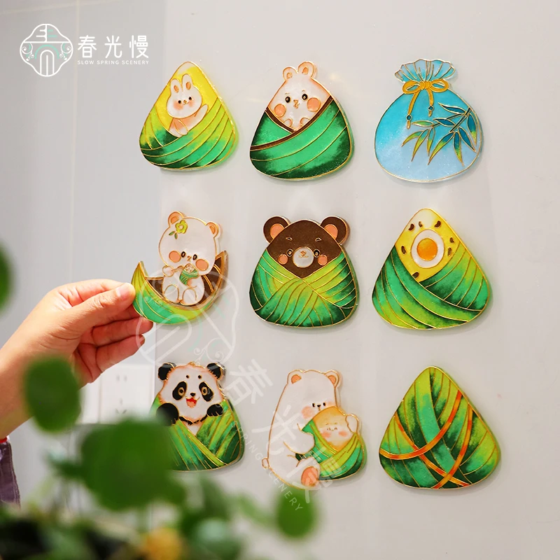 熊猫掐丝珐琅冰箱贴端午diy手工材料包非遗景泰蓝活动儿童节礼物