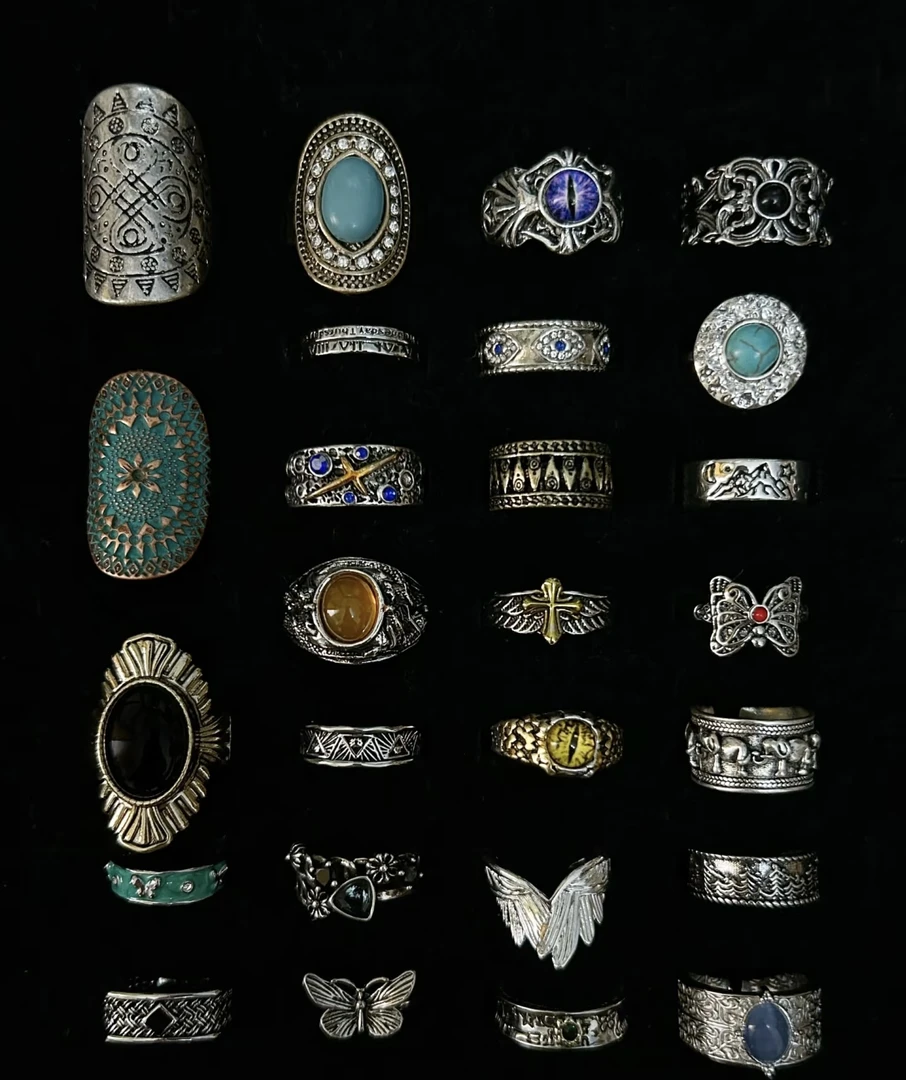 非金属树脂戒指 非金属树脂戒指时尚小众复古首饰罐罐耳钉指环