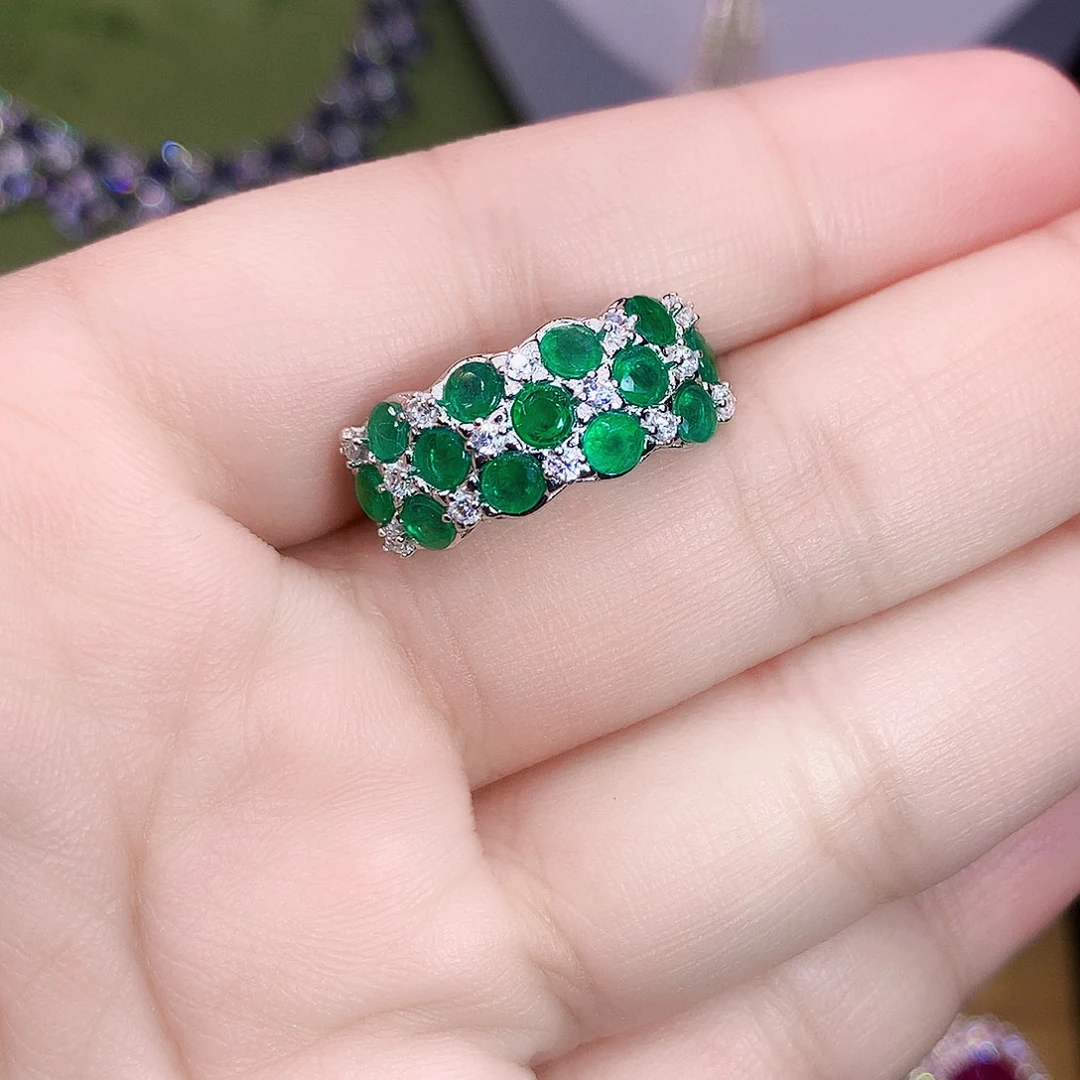 银S925镶嵌戒指祖母绿福利