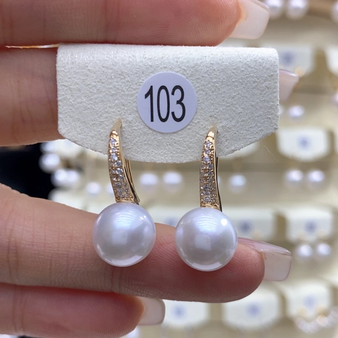 淡水珍珠耳饰银S925镶嵌