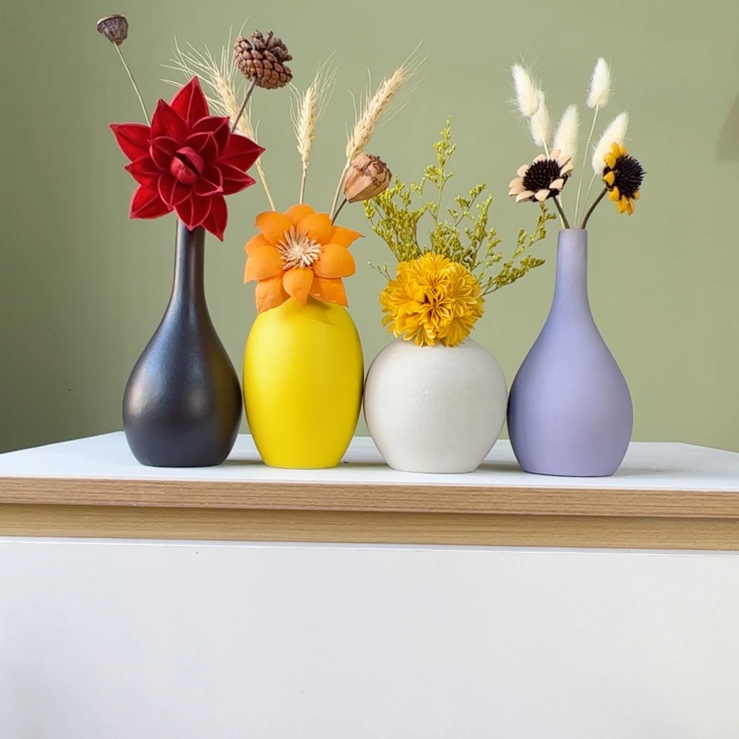 瓷片陶瓷花瓶带花高度20-30厘米