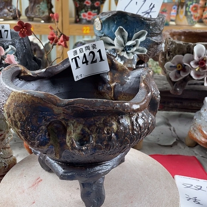 紫砂花盆景德镇陶瓷421瑕疵