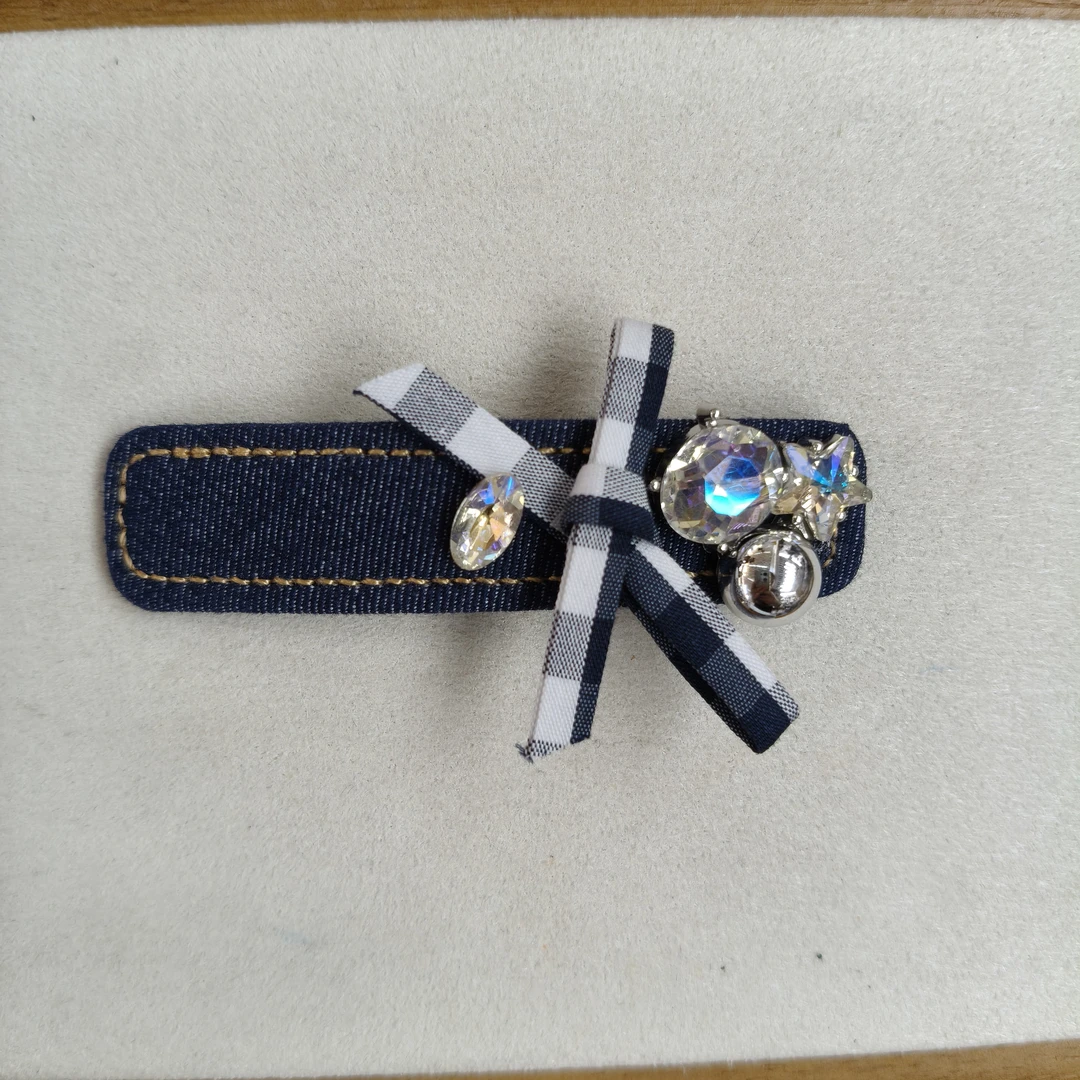 蝴蝶结钻钻蓝色牛仔发夹