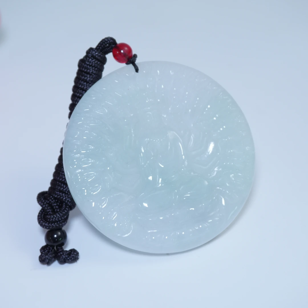 近现代千手观音纹翡翠佩436487*古玉*传承