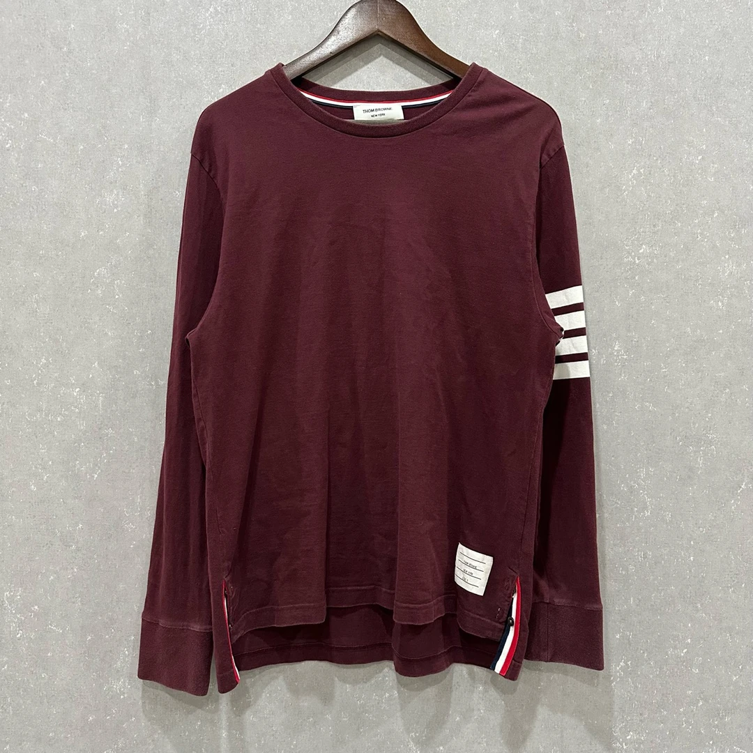 95新 THOMBROWNE 汤姆布朗酒红色卫衣95新004088