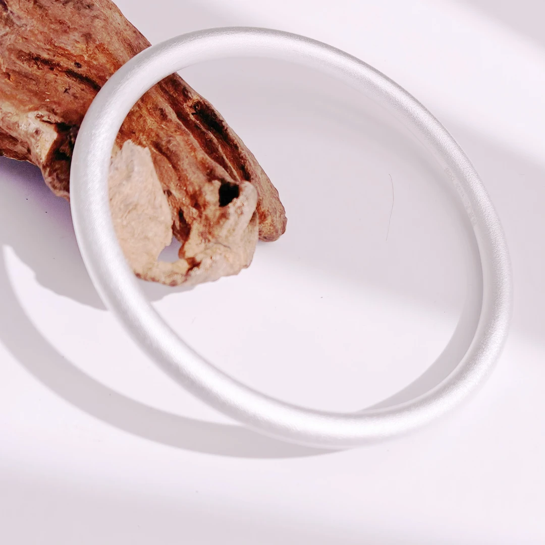 足银手镯 足银999.9古法传承素圈手镯 经典百搭实心复古手镯