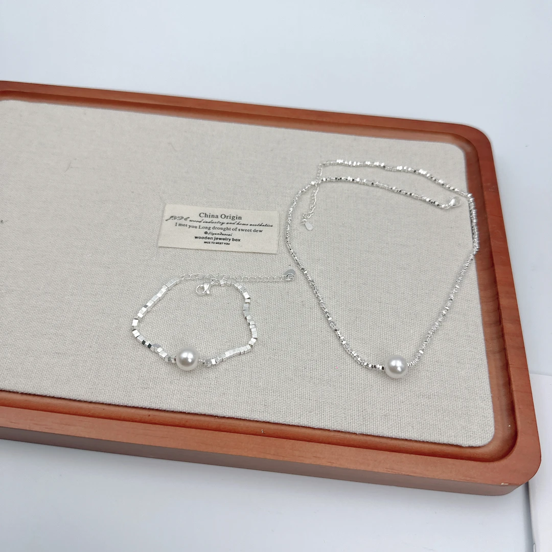 铜合金吊坠 2025新款碎银几两珍珠吊坠项链女轻奢小众高级方糖