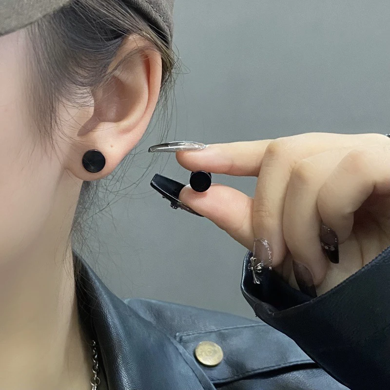 穿刺【耳饰】 黑色双面耳钉男女同款百搭日韩耳环耳饰C010